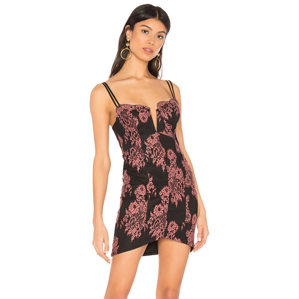 Cahuenga Mini NBD black and clay pink Dress NWT